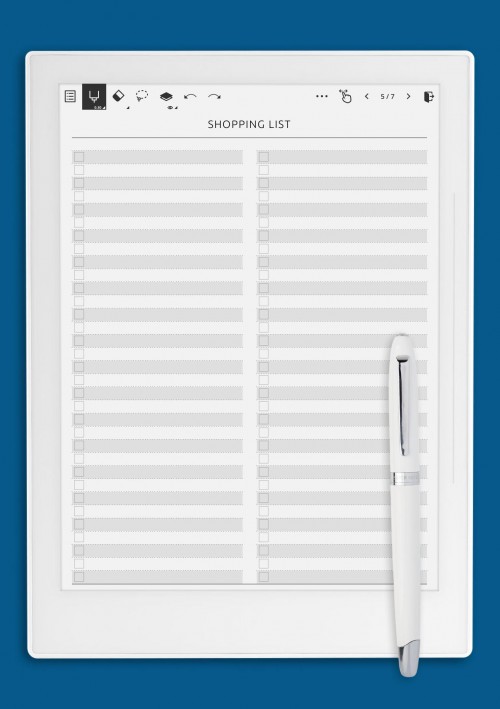 Supernote A6X Shopping List - Original Style