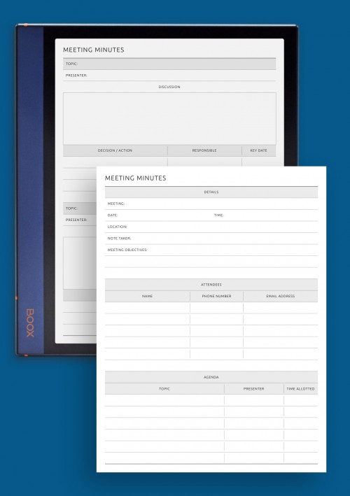 Team Meeting Minutes Template for BOOX Note