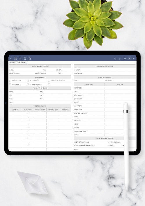 Ultimate Workout Planner template for GoodNotes