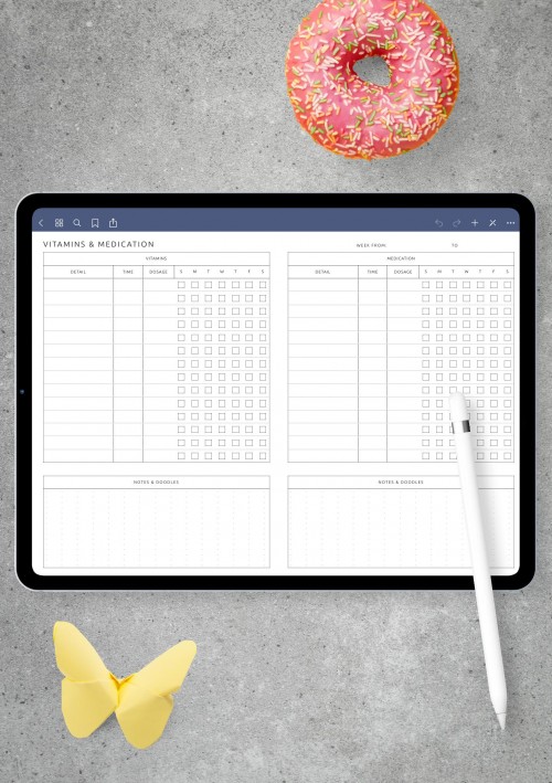 Vitamins & Medication Template for Notability
