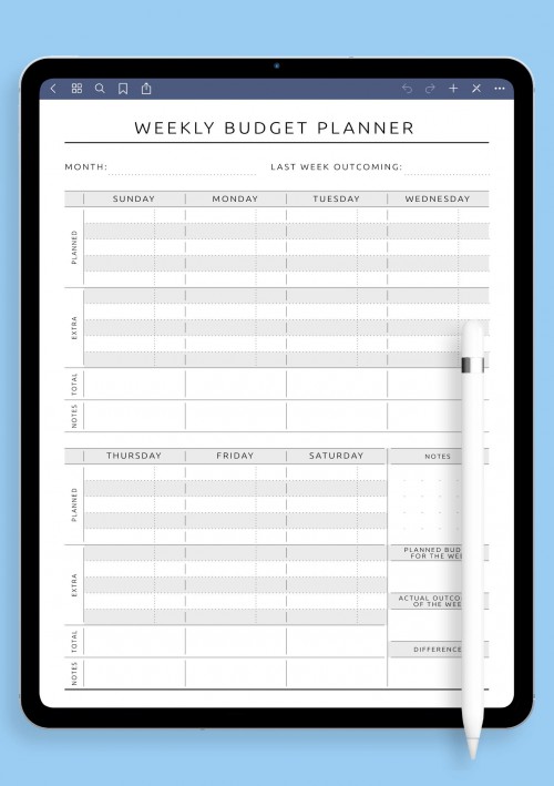 GoodNotes Weekly Budget - Original Style Template