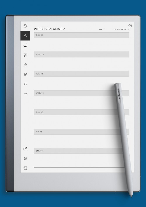 reMarkable Weekly Planner – Horizontal Days