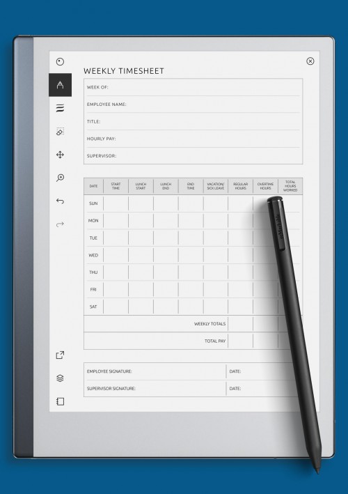 reMarkable Weekly Timesheet Template