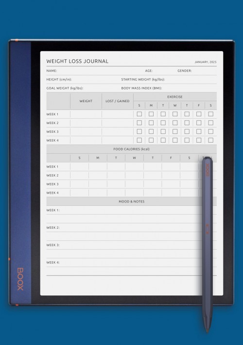 Weight Loss Journal template for BOOX Note